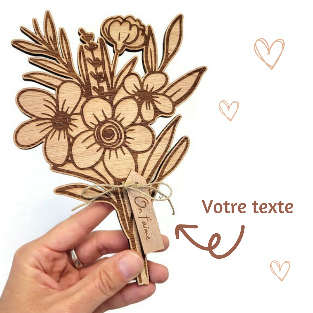 bouquet de fleurs à personnaliser, fleurs en bois par la fabrik bigoudene